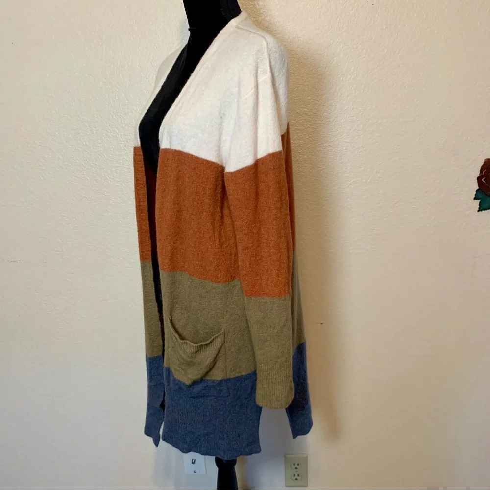 Madewell Kent Stripe Cardigan Sweater Longline Open Front Color Block Size Small